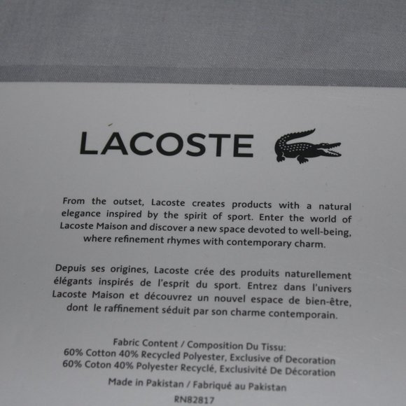 Lacoste Solid Sheet 4 Piece Grey 60% Cotton 40% Blended Polyester - Picture 7 of 12